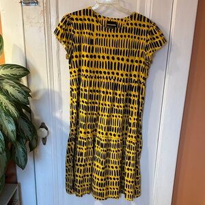 Nooworks Yellow and Black Patterned Frida Dress